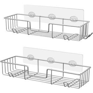 Adhesive Shower Caddy, No Drilling, Rustproof Stainless Steel, 2 Pack, Chrome